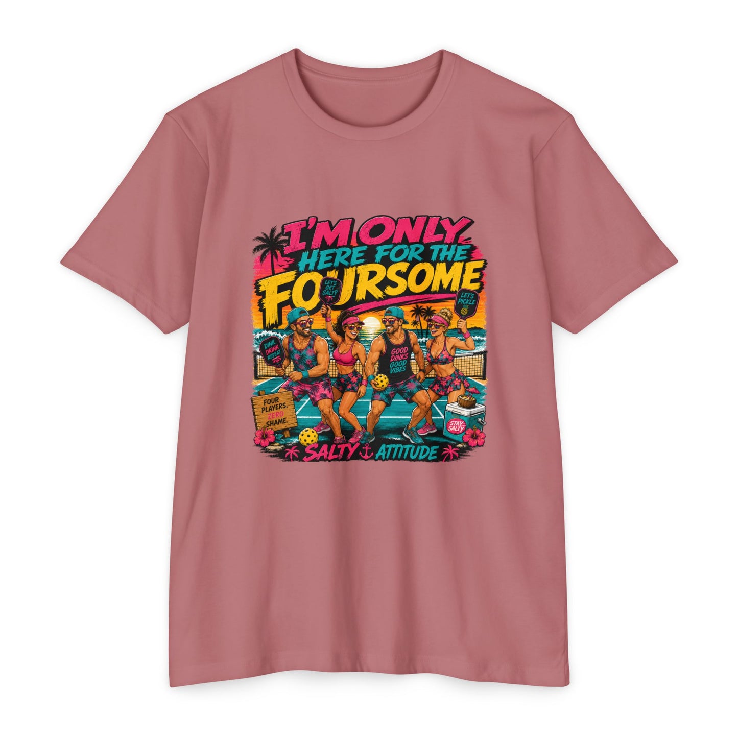 I'm Only Here for the Foursome Beach T-Shirt — Salty Attitude Retro Vacation Tee