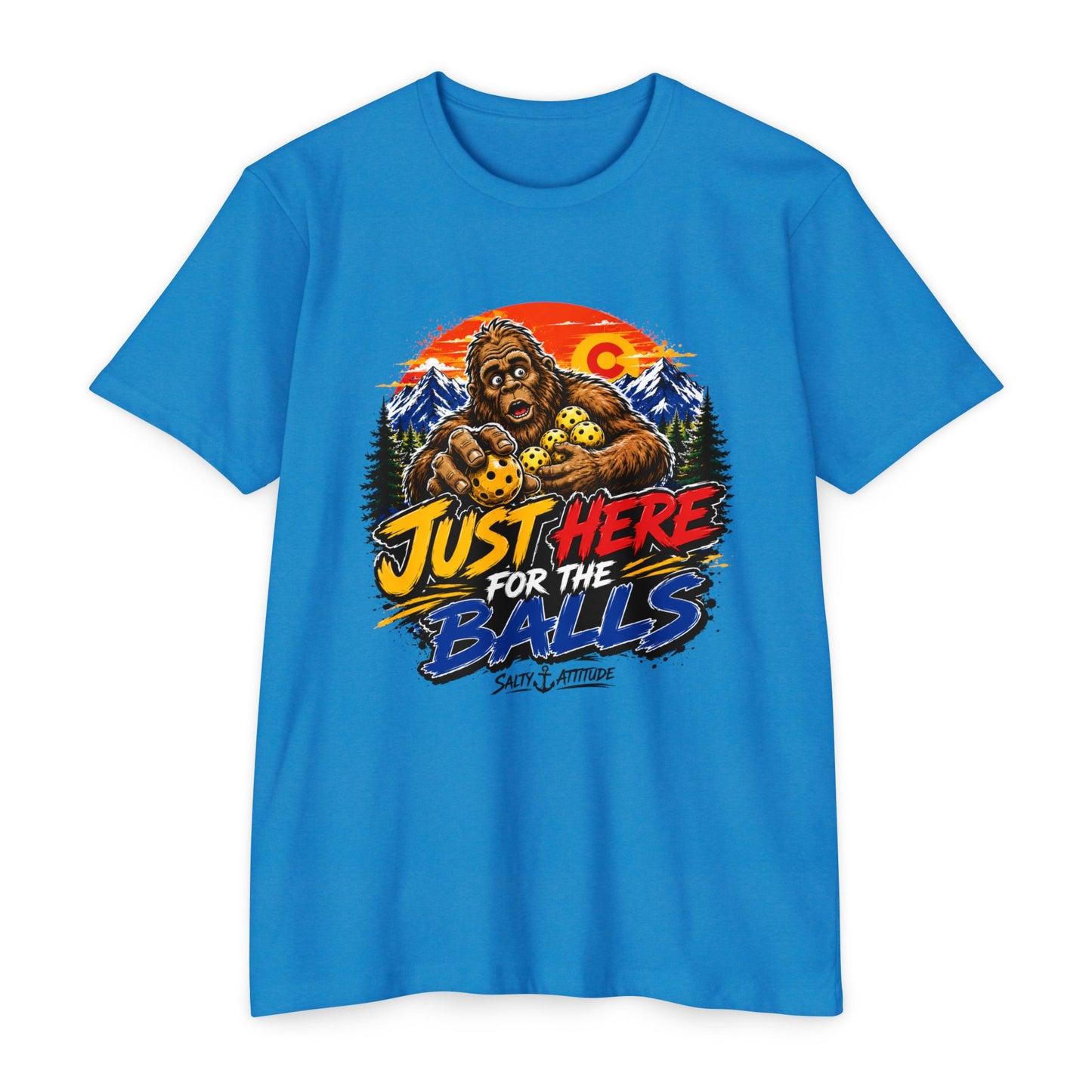 Just Here for the Balls T-Shirt — Funny Salty Attitude Sports Pickleball Tee