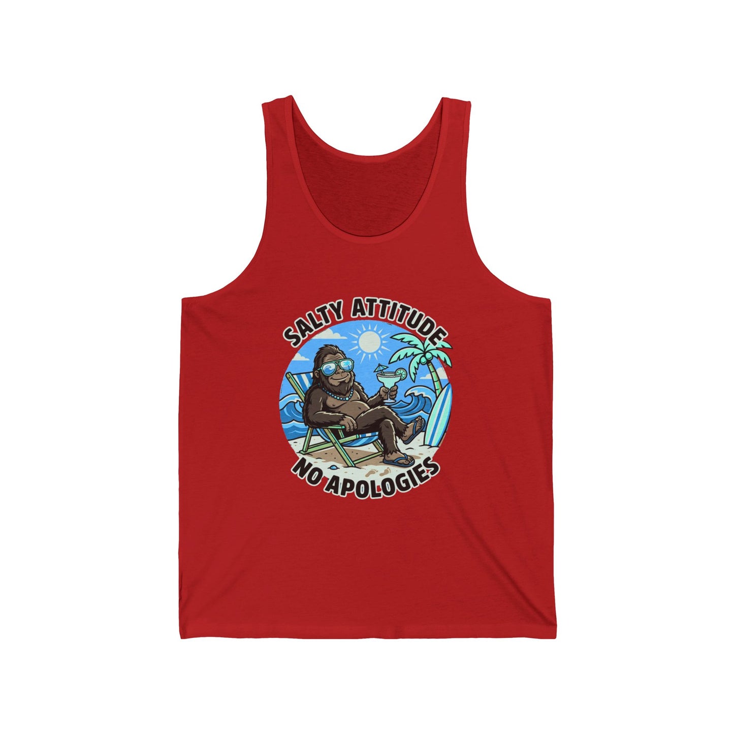 Salty Attitude No Apologies Tank Top — Funny Beach Vibes Surfing Palm Graphic