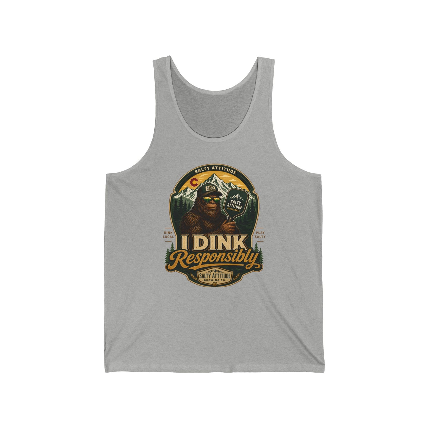 I Dink Responsibly Tank Top — Funny Pickleball Graphic Tank (Salty Athlete)